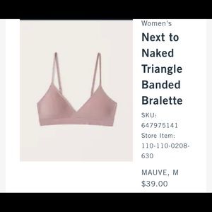 Abercrombie / Next to naked triangle banded bralette / mauve/ M